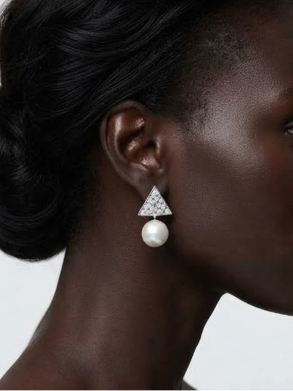 Silver Triangle Pearl Stud Earrings  women’s jewelry